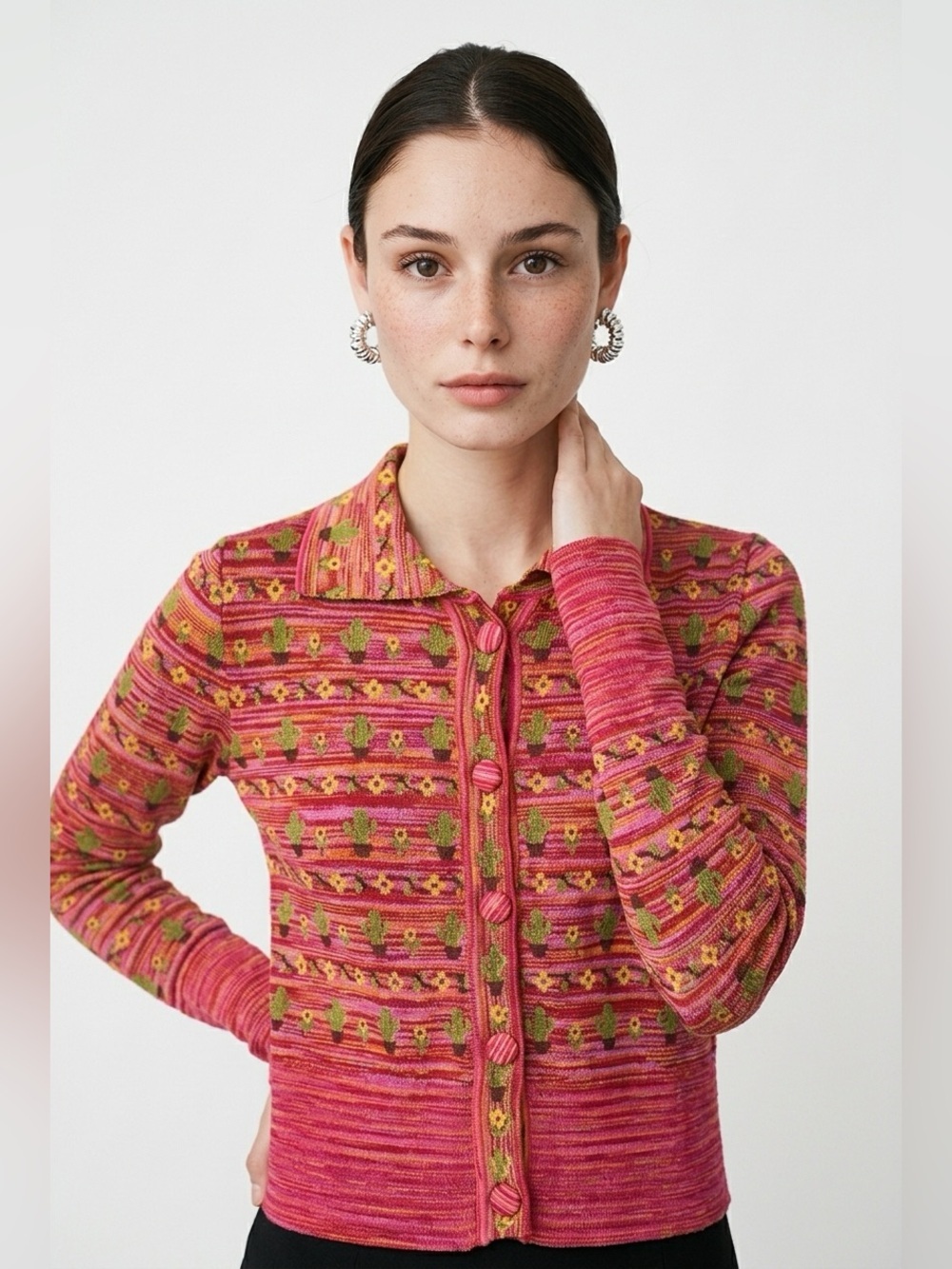 Zara Patterned Knit Cardigan